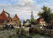unknow artist A view of the Staal Everspijp and the Grote Kerk in summer, Enkhuizen Spain oil painting artist